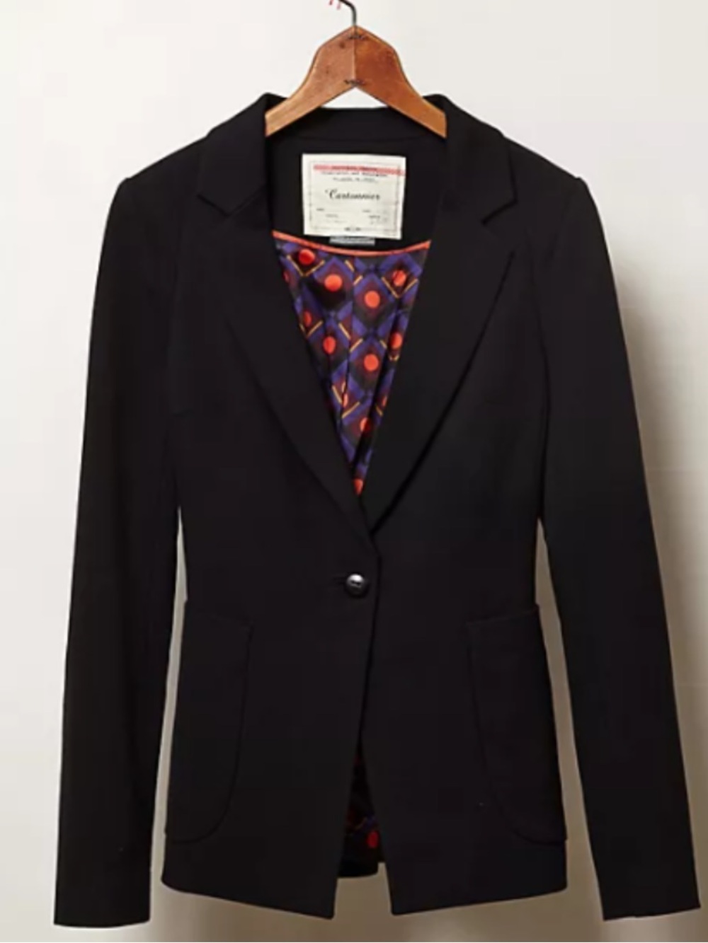 Cartonnier Black Blazer with Colorful Printed Lining